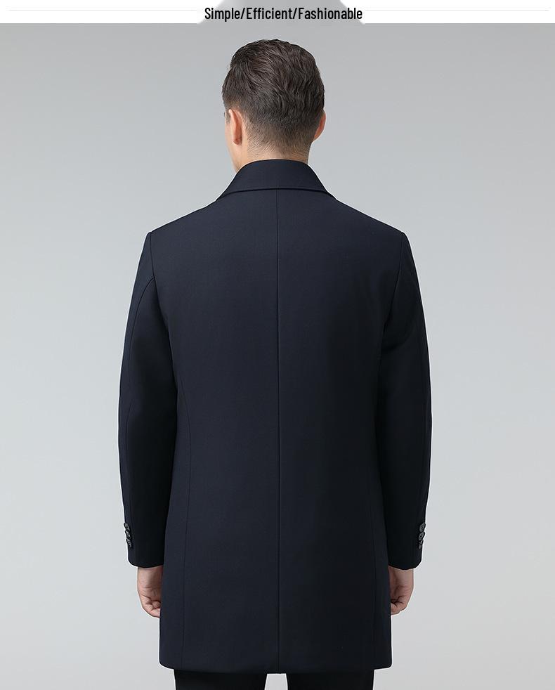 Winter Mid-length Business Coat for Middle-aged Men with Warm Mink Velvet Lining