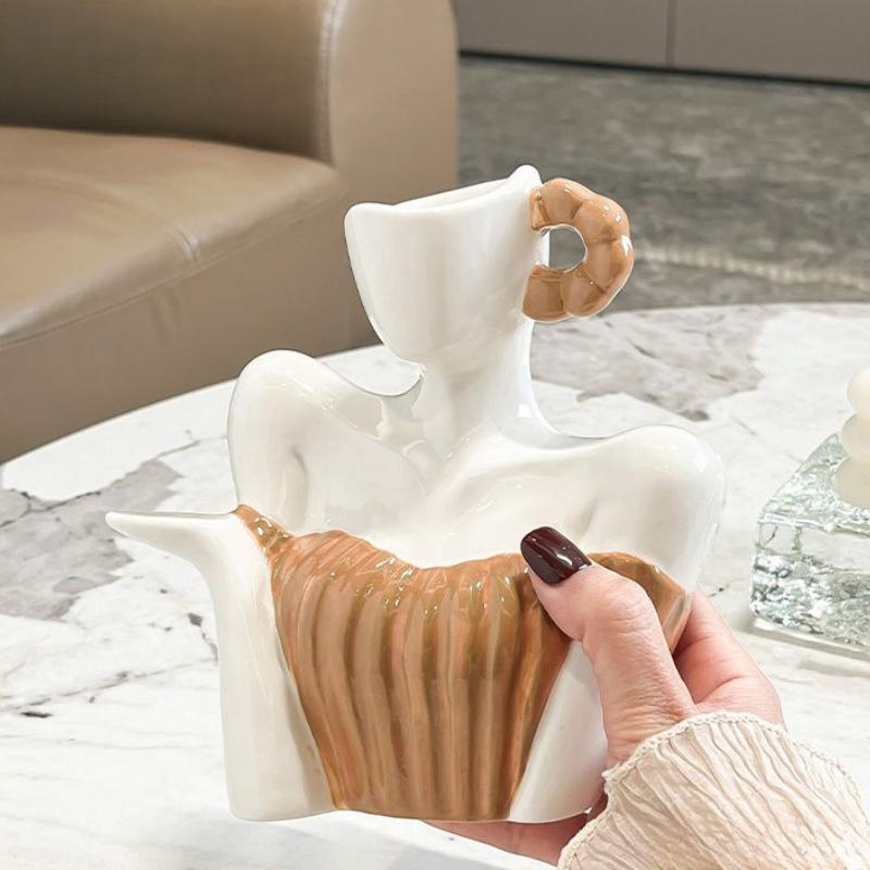 Ceramics Vase Unusual Shape Vases Modern Aesthetic Ikebana Flowers Planters Elegant Household Table Center Glass Ornaments