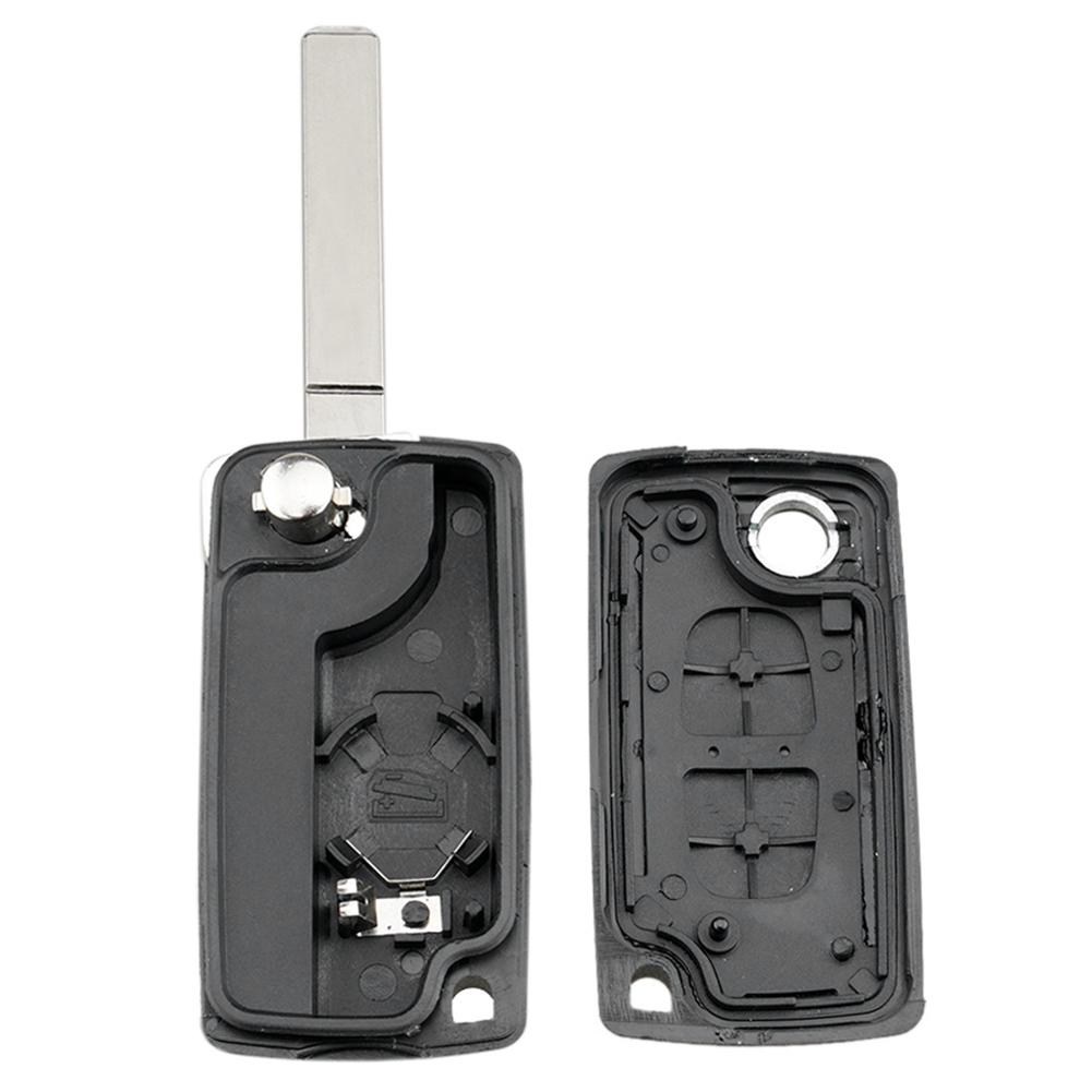 2 Buttons Flip Folding Key Case Black Remote Flip Folding Key Shell Cover Case for Peugeot 207 307