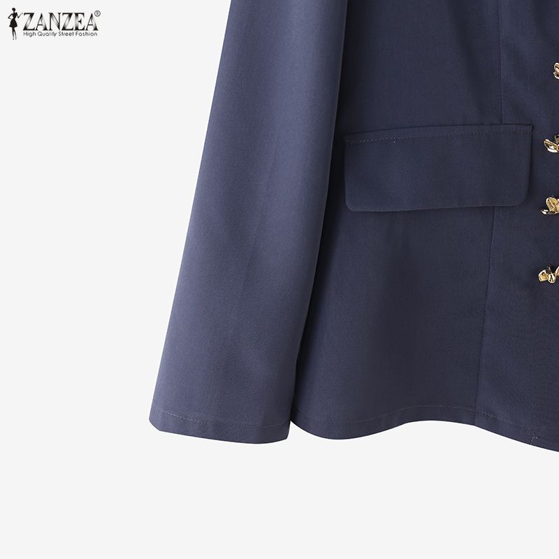 ZANZEA Damen Lässiger Umlegekragen Langarm Dünner Cardigan Blazer