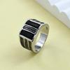 Huajie Men's Charming Black Zircon Business Rings for Men Retro Classic Banquet Meeting Ring  Trend