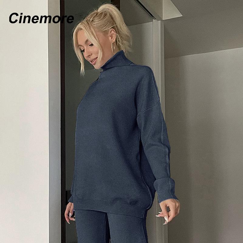 

Cinemore весна-осень женский свитер однотонный свободный повседневный пуловер теплый базовый топ с длинным рукавом и круглым вырезом вязаный джемпер свитер One Size темно серый