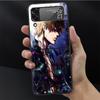 Luxury Case For Samsung Galaxy Z Flip 4 3 5G Black PC Hard Phone Cases Fashion Back Cover ZFlip Funda Kurosaki Ichigo Bleach Sac
