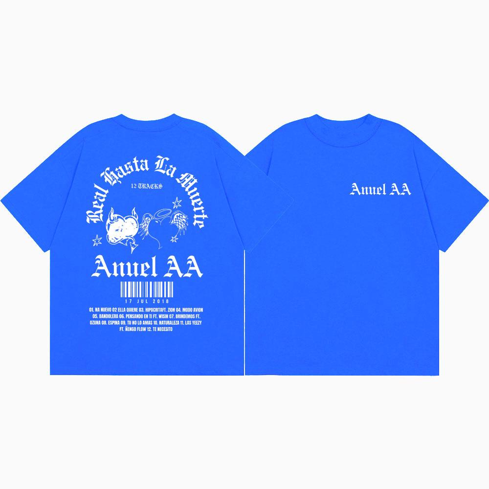 Rapper Anuel AA Double Sided Print T Shirt Men Women Clothing Hip Hop Fashion T-shirt Summer Casual Loose 100%cotton T-shirts