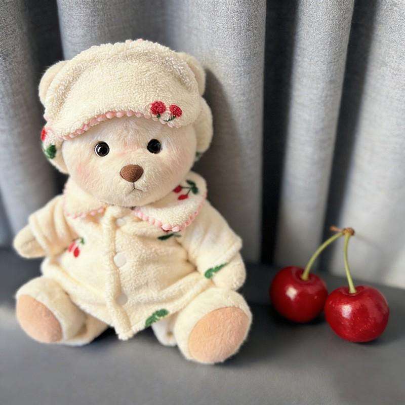 Medium Bear Outfit - Blue Pink Striped Carrot Overalls Set