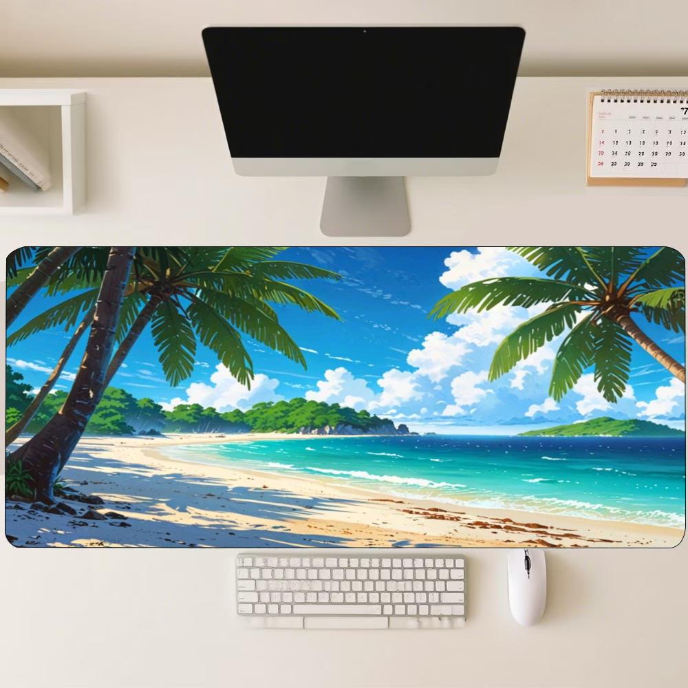 Summer Tropical Beach Landscape Extended Gaming Mouse Pad NonSlip Rubber Base Large Desk Mat Keyboard Mouse Pad For Laptop Pc