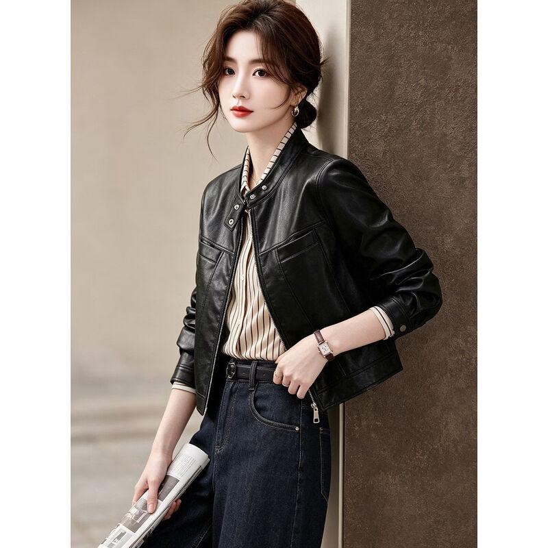 D.F.DEAR Women's Retro Stand Collar Short Jacket
