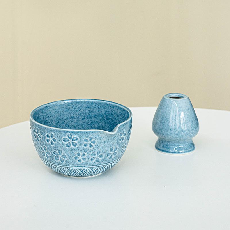 1/2pcs Traditional Japanese Matcha Bowl and Whisk Holder Tea Bowl with Pouring Spout for Office Table Tea Ceremony Party Gift