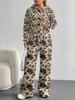 Pink Cherry Print European and American Autumn and Winter Casual Long-sleeved Suit Women's Hooded Sweater Trousers Two-piece Set
