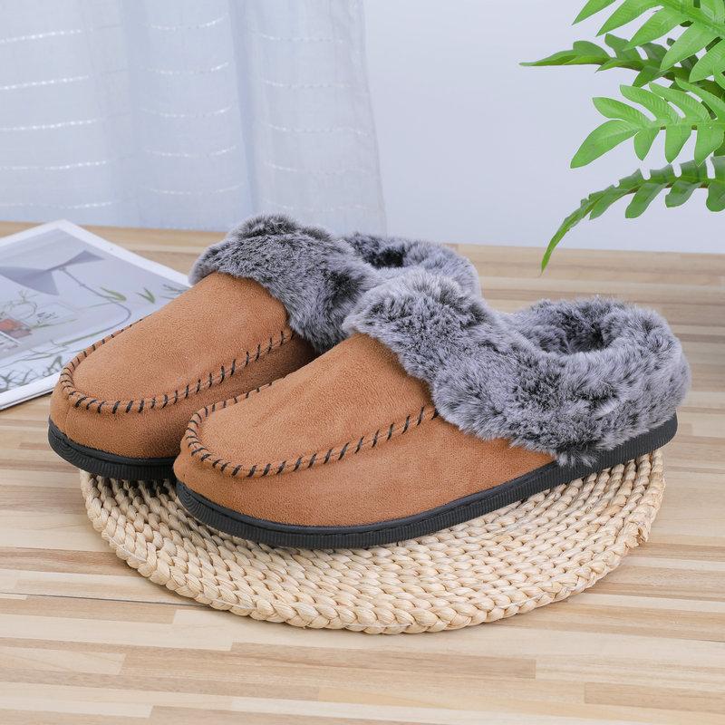 Fashion Comwarm Winter Plush Lining Men's Slippers Platform Non-slip Indoor Slides New Cozy House Slides Furry Warm Outdoor Men Slippers