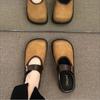 2025 Women Leather Slippers Indoor Slip-on Ladies Mules Shoes Square Toe Beach Slippers With Arch Support Fashion Women Sandals