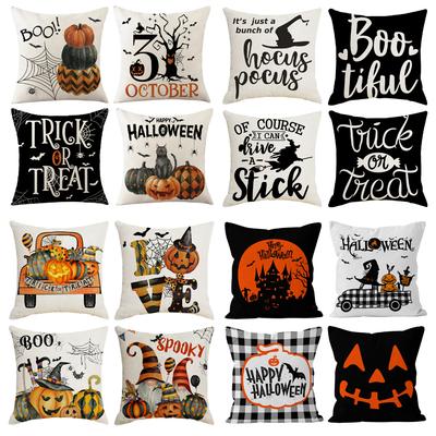Halloween Cushion Cover 45x45 Pillowcase Pumpkin Witch Car Printed Sofa Cushions Decorative Pillowcover Home Decor Pillow Case