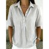 TIFICY Women's Fashion Casual Summer Spring Stripe Print Short Sleeve POLO Neck Blouses & Shirts