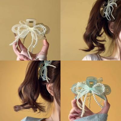 New Acrylic Mesh Bow Hair Grab Simple Versatile Temperament Grab Clip Fashion Niche Personalized Hair Accessories