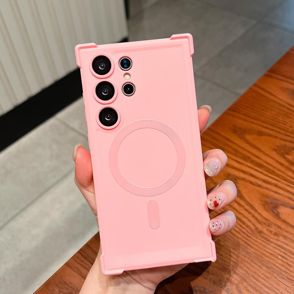 Suitable for Samsung S25 Ultra Magnetic Suction Mobile Phone Case S24 Liquid Skin Feeling Four Corners Anti Fall S23 Silicone Soft Shell All