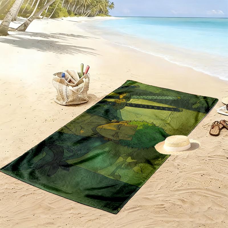 Roronoa Zoro Wano Print Beach Towel, Large Soft Quick Dry Towel for Beach Camping Swimming