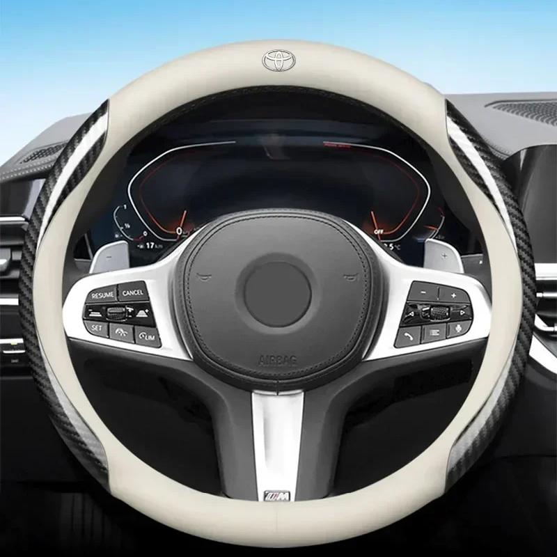 Car Suede Carbon Fiber Leather Steering Wheel Cover Non-slip for Toyota GR TRD C-hr Prado Rav4 Yaris Hilux Prius Avensis Corolla Camry