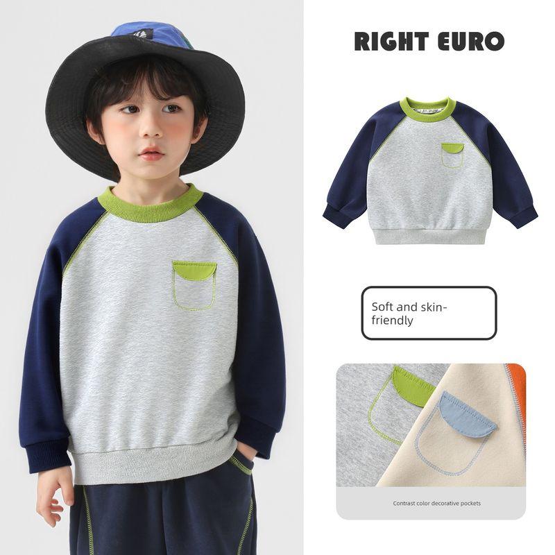 Right European Style Boys' Casual Sweatshirt Children's Spring and Autumn Pullover Long-Sleeve Top 2026 New Children's Clothing Baby Clothes