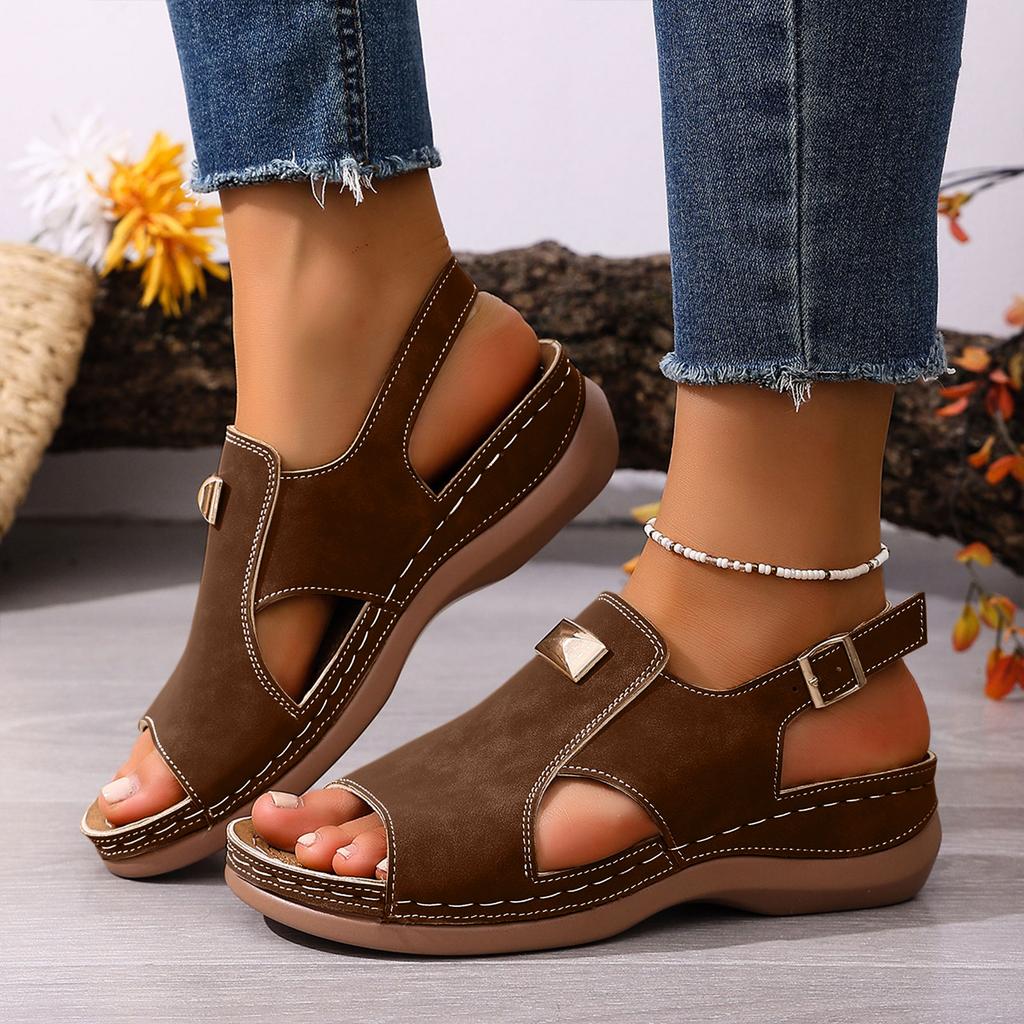 Platform Strap Women'S Toe Sandals Fashionable And Casual Leather Sandals For Women Arch Support Wide Width Sandals For Women 7w