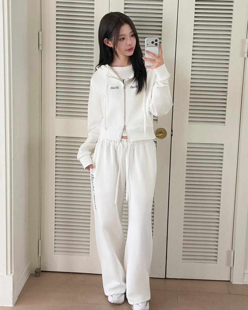 Muahmuah [Set] Regular Fit Zip-Up Hoodie & Pants Set [9 Colors] (D Type)