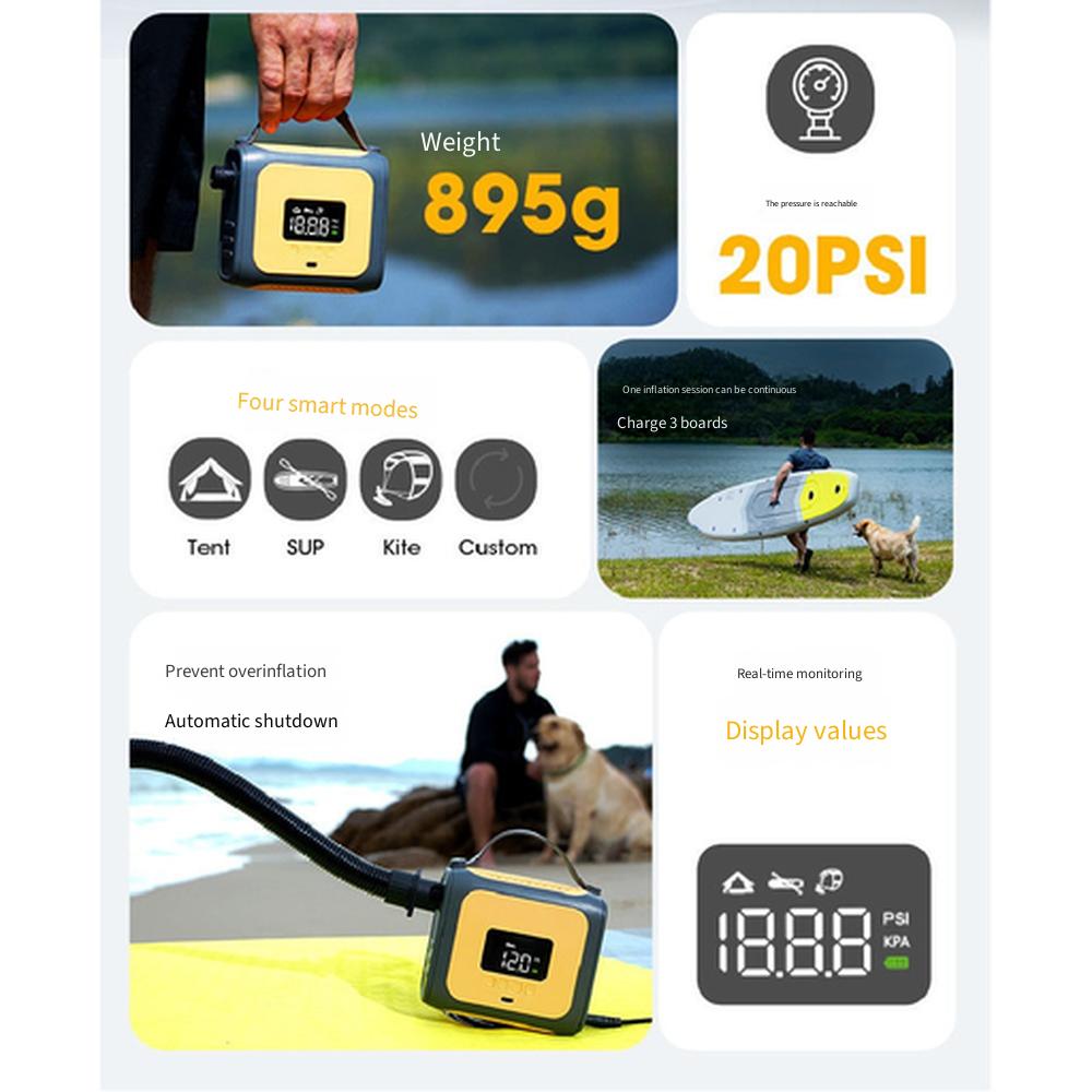 Portable Mini High Pressure Inflation Pump for SUP Paddle Board, Kayak, Surfboard, Assault Boat
