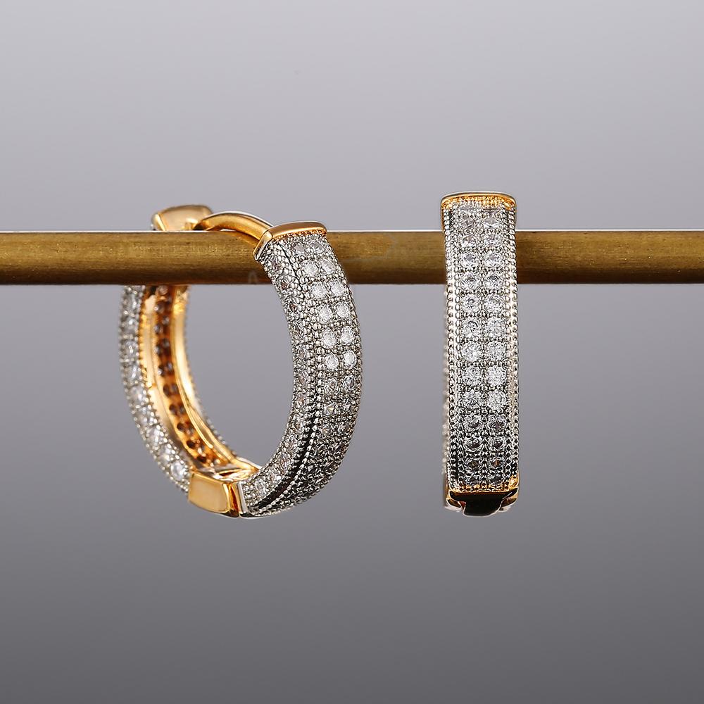CAOSHI Mode Luxus Damen Creolen Eingesetzt Voll Glänzend Winzige Zirkonia Schmuck für Hochzeit Verlobungsparty Jubiläum Bestes Geschenk