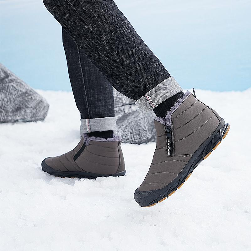 Winter Fur Lined Warm Lightweight Shoes Outdoor Anti-slip Snow Boots for Couple New Thicken Fleece Lined Casual Short Booties