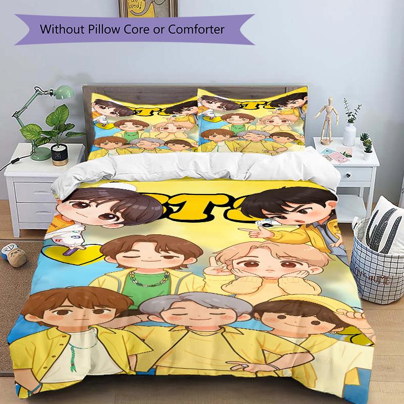 3pcs BTS Merchandise Bedding Set: Perfect for Bedroom or Guest Room. Soft and Comfortable with No Core Included Yy251009204