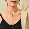 Unisex European & American Minimalist Titanium Steel Necklace - Adjustable Versatile Sweater Chain