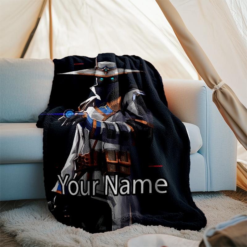 Custom Name Valorant Theme Printed Blanket - Perfect for Couch, Bed, Travel & Outdoor Use | Machine Washable, Cozy & Durable.