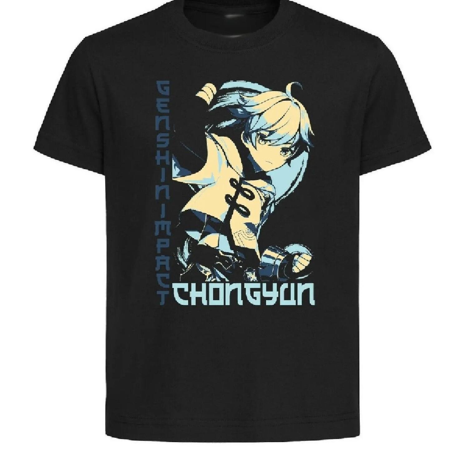 

Black T-Shirt Black Jersey Japanese Style Genshin Impact Chongyun- S