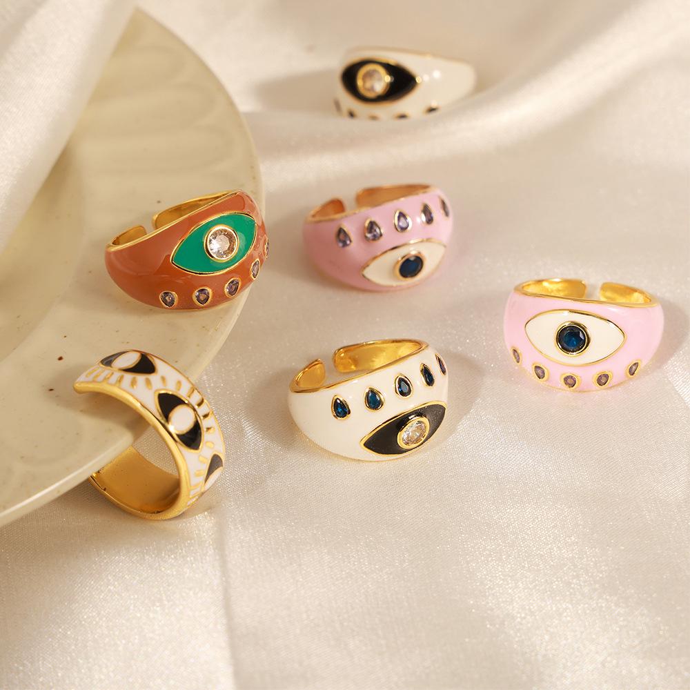Men's Adjustable Retro Demon Eye Enamel Ring