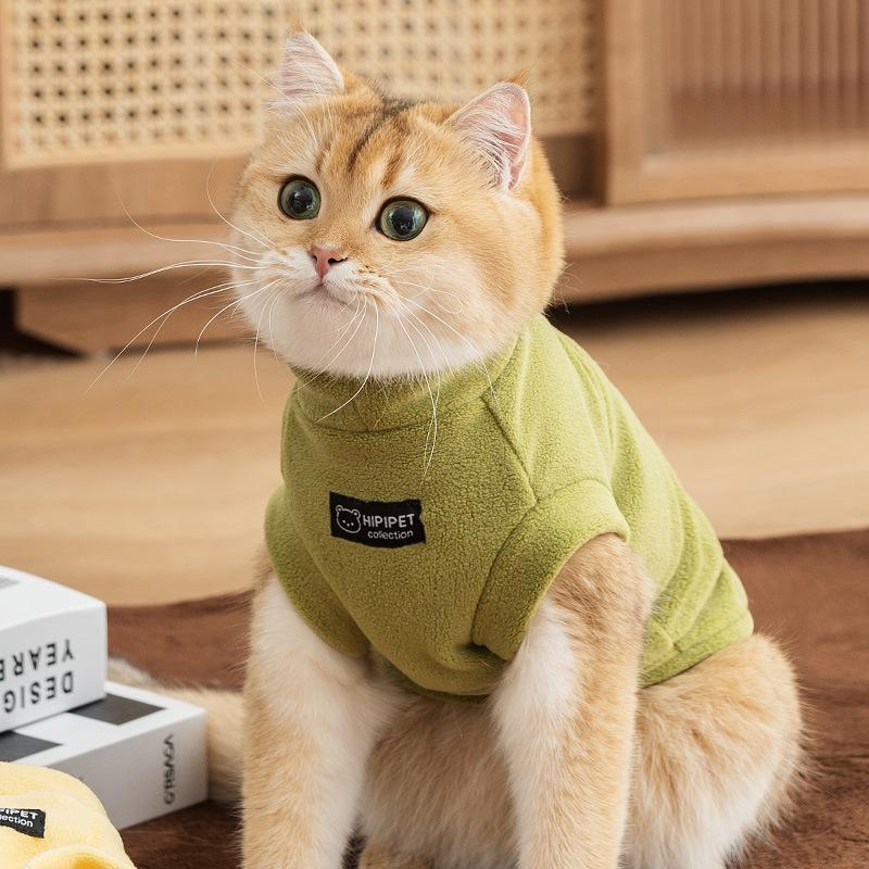 Simple Macaron Cat Clothes Anti-break Free Ragdoll Cat Hairless Cat Autumn and Winter Warm Vest Fleece Pet Clothing