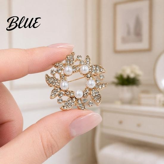 Non-deforming Brooch Pin Faux Pearl Wreath Design Lapel Pin
