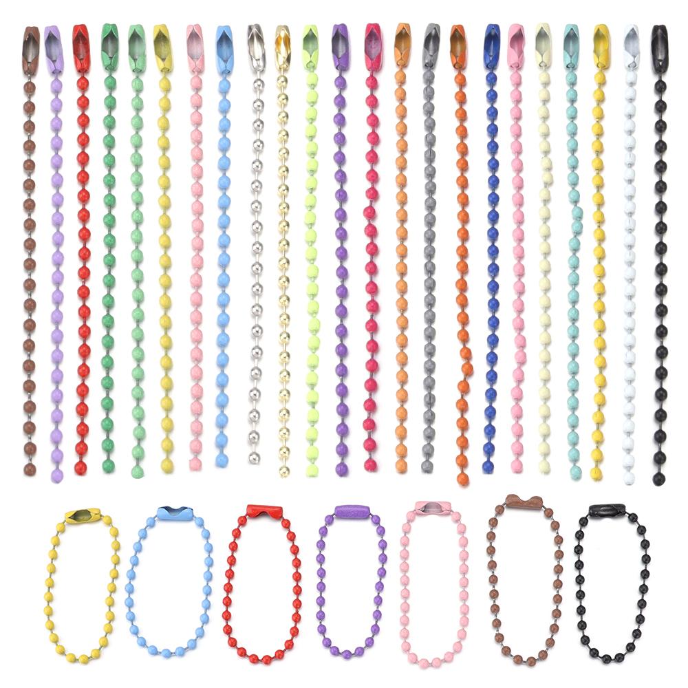 100pcs/lot Colorful Ball Bead Chains Fit Key Chains Hand Tag Connector ForDIY Bracelet Jewelry Making Accessorise Length 10 12cm