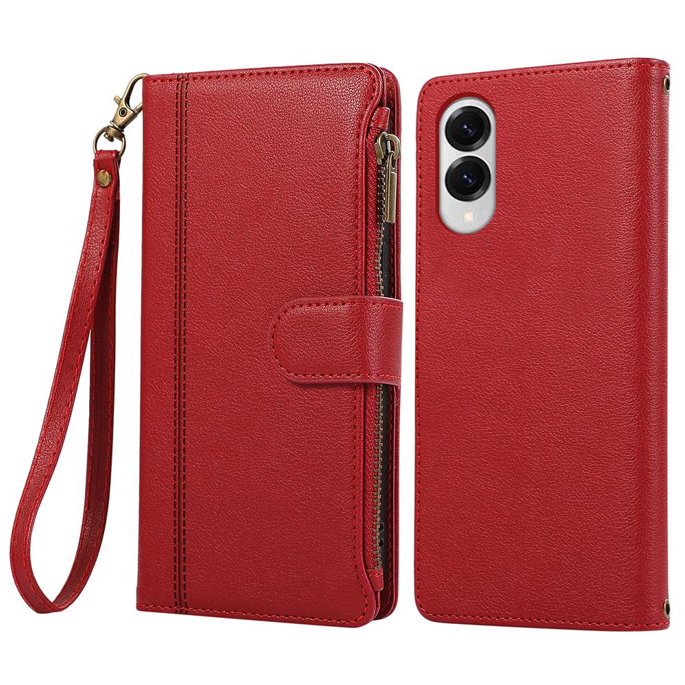 For Samsung Galaxy S25 Edge Case Multi Card Slots Zipper Leather Phone Cover with Wrist Strap