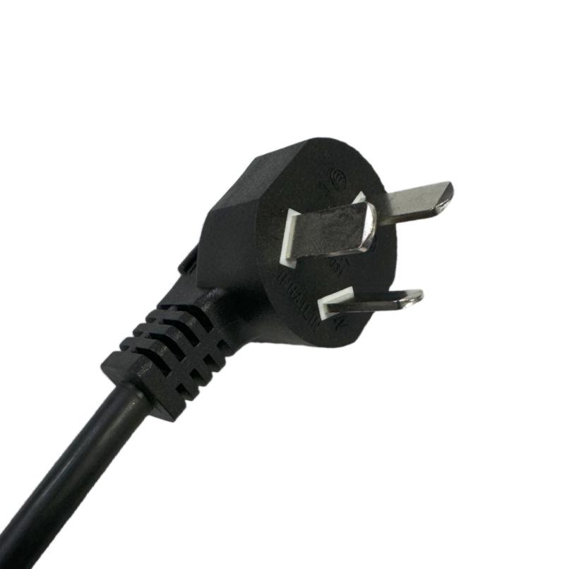 National Standard 16A 3-Prong Power Cord 53RVV 3x1.5mm² to C19 Cloverleaf, 1.8m, Black