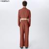 INCERUN 2PCS Men Long Sleeve Irregular Cropped Blazer and Long Pants Casual Loose Sets