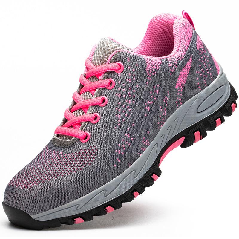 

Женские легкие летние защитные кроссовки с металлическим подноском - Дышащие, Противоскользящие, Ударопрочные, Устойчивые к проколам, Повседневные рабочие кроссовки