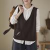 Dzianinowa kamizelka damska jesień zima dzianinowy sweter styl koreański luźna retro kamizelka bez rękawów kurtka
