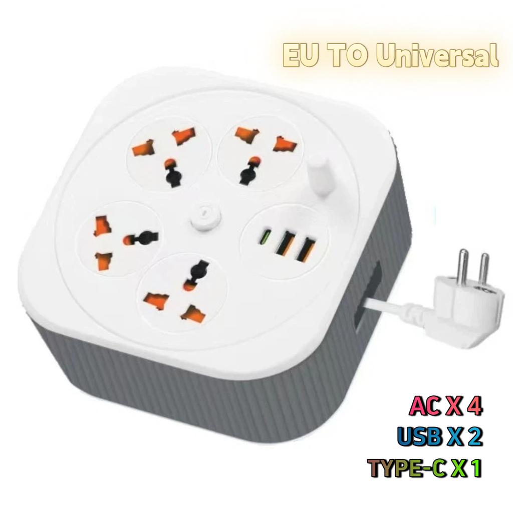 Square Retractable Power Strip – Multi-Function Extension Cord with USB Charging Ports, Portable 2-Meter Socket Organizer