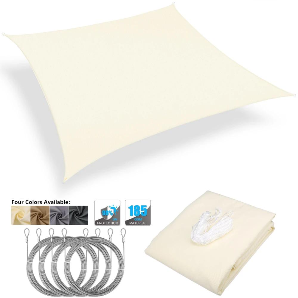 Waterproof Sun Shelter Garden Sun Shade Sail Patio Sunscreen Canopy Anti-UV Square Awning Camping Hiking Tarp with Hardware Kit