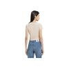 Calvin Klein SS23 Solid Color Crew Neck Cropped Short Sleeve T-Shirt Women Tops Light-Khaki J221172-ACI