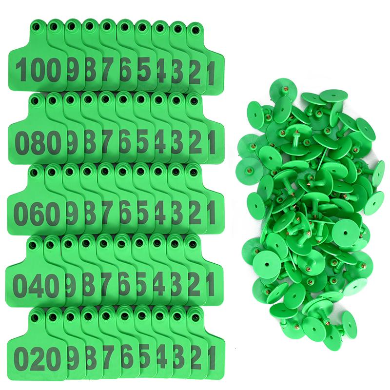 100Pack Livestock Cow Cattle TPU Ear Tag Signs No 001-500, Ear Tags Typing Copper Head Earrings Animal Identification Card
