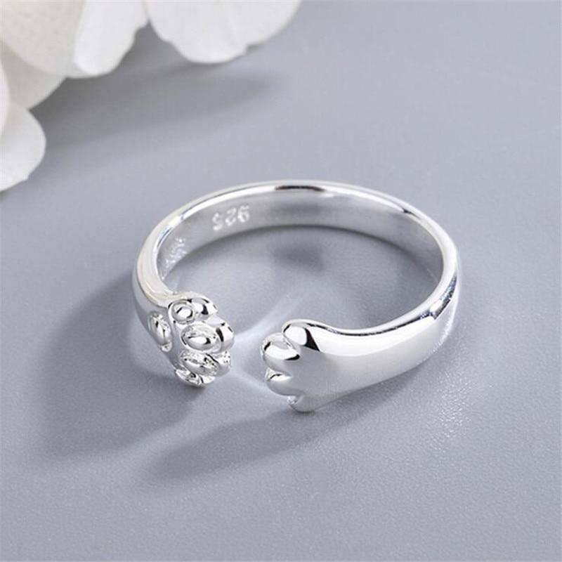 Popular Cute Animal 925 Sterling Silver Jewelry Fashion Personality Cat Claw Temperament Exquisite Opening Rings  R090