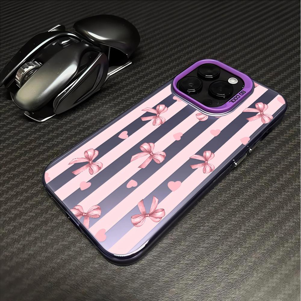Blumen Schleife Linien Handyhülle Für IPhone 16 13 15 Pro 11 12 14 17 Pro Max Air 16E 15 Plus Stoßfeste Hülle Silikon Hart Fundas