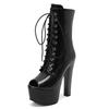 Sexy Platform Ankle Boots for Women Peep Toe Black Red Gold Short Boot High Heel Party Dance Shoes Lady Big Size 45 2025 Summer