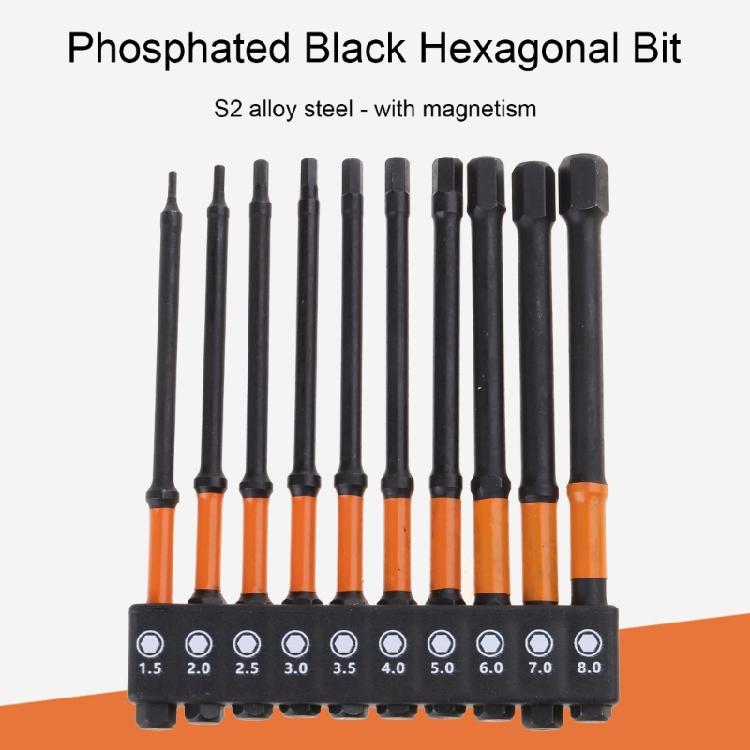 10Pcs 1/4" Hex Head Wrenches Drill Bit Impacts Driver Bit Set Magnetic Tip Magnetic Screwdriver Bit Hex Drill Bit