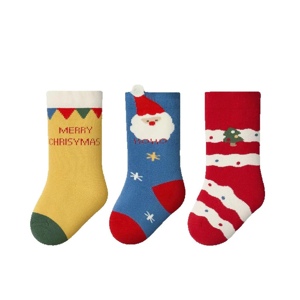 3Pairs  Children Christmas Winter Ultra Thick Terry Socks Elements Soft And Delicate High Elasticity Stitch Socks Cool 0-5Years