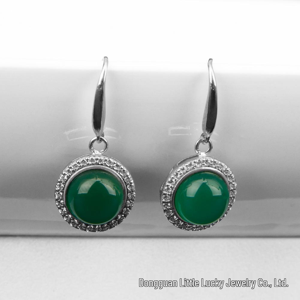 Jade Angel Ethnic Style S925 Silver Synthetic Agate Earrings